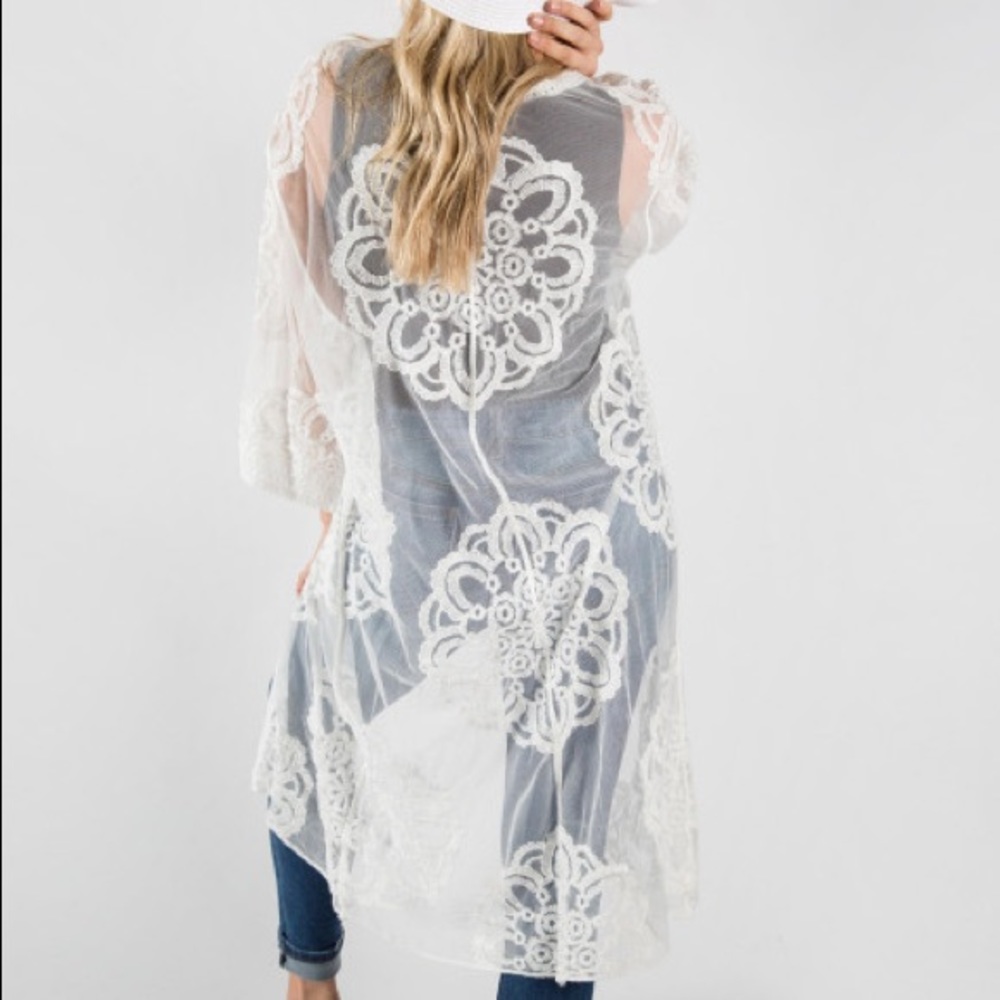 White Lace Duster Kimono